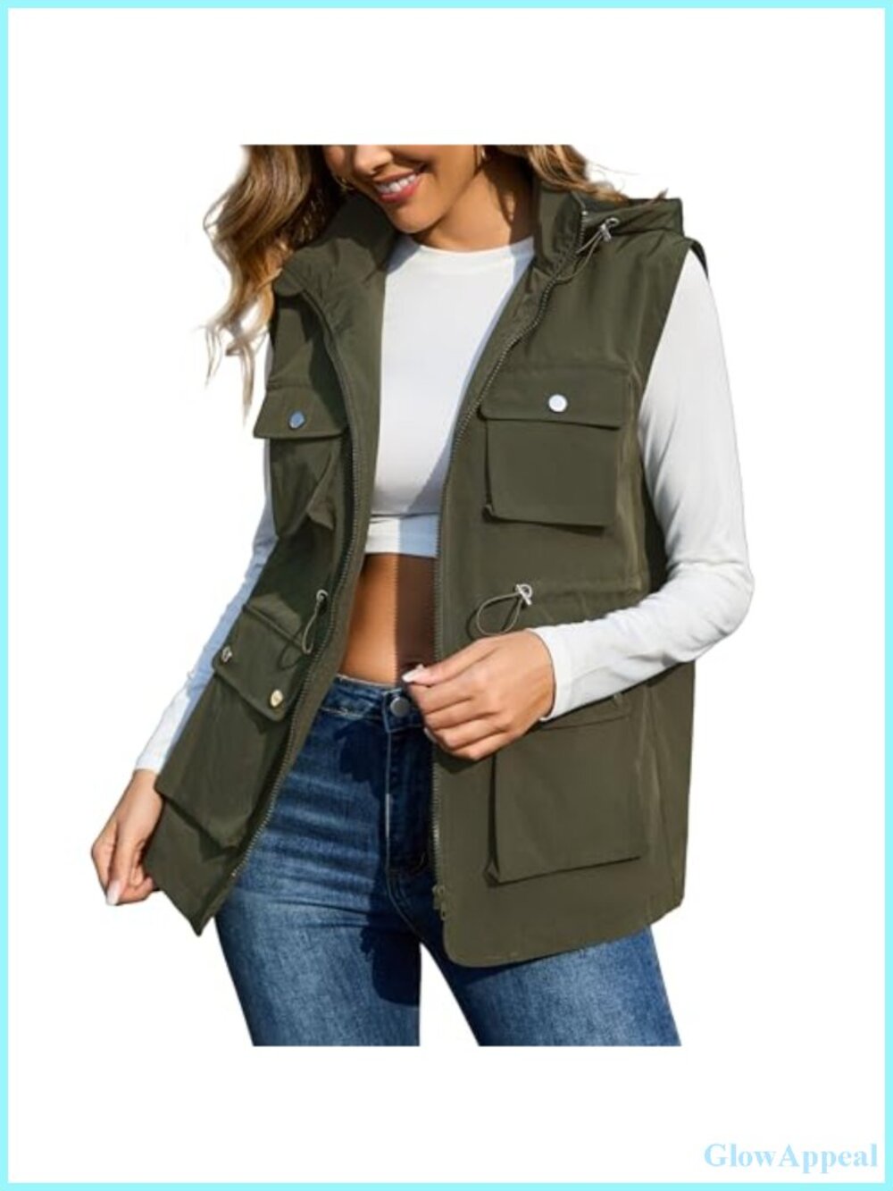 Womens Packable Military Utility Vest Waterproof Windbreaker Cargo Hood